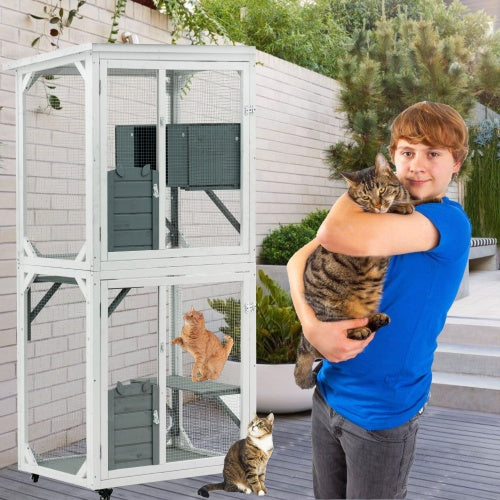 Outdoor & Indoor Cat Climbing Frame Game Cage – Large Multi-Level Pet Playhouse