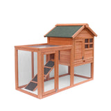 Easily-Assembled Wooden Rabbit & Chicken Coop Kennel with Slide-Out Tray — Outdoor Small Animal Hutch for Garden & Backyard