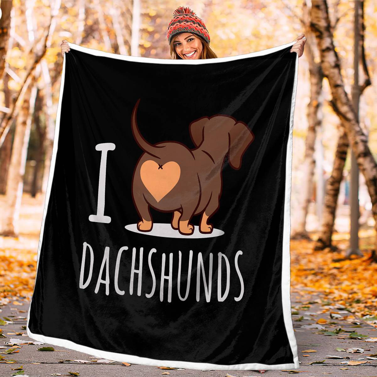 3D Printed Reversible Wiener Dog Fleece Blanket – Reversible Sherpa & Plush Throw, 50″ × 60″