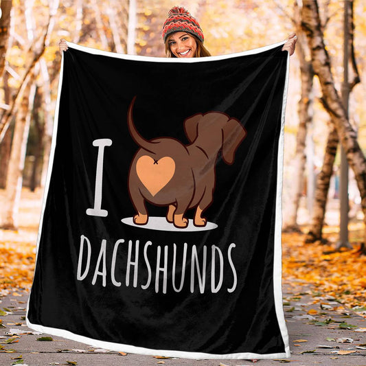 3D Printed Reversible Wiener Dog Fleece Blanket – Reversible Sherpa & Plush Throw, 50″ × 60″