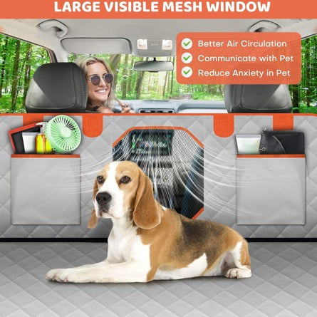 Dog Backseat Extender with Hard Bottom – Heavy-Duty Waterproof Car Seat Hammock for Dogs up to 400 lbs