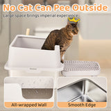 Stainless Steel Cat Litter Box with Plastic Buckle, Shovel & Foot Pad – White