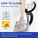 1.8 L Glass Electric Kettle with Viewing Window – LED-Light Hot-Water Boiler with Auto Shut-Off & Boil-Dry Protection (Black)