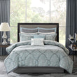 12-Piece Comforter Set with Cotton Bed Sheets – Soft & Stylish Blue Bedding for Queen Bed