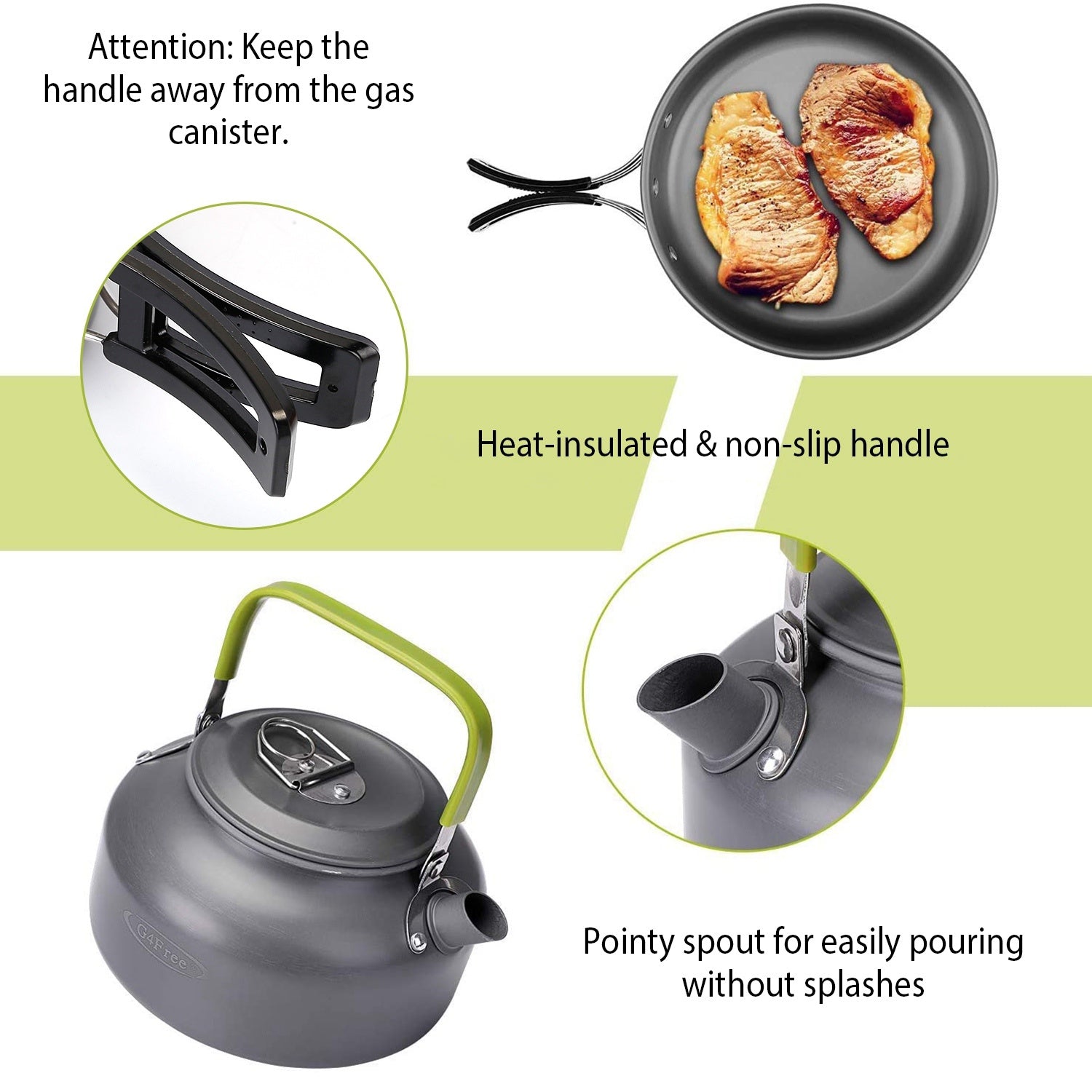 12-Piece Aluminum Camping Cookware Set – Pot, Kettle, Pan & Utensils with Storage Bags for Hiking & Picnics