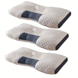 “Knitted Massage Neck Pillow (2-Piece Set) – Adjustable Ergonomic Orthopedic Contour Support with Removable Cover”