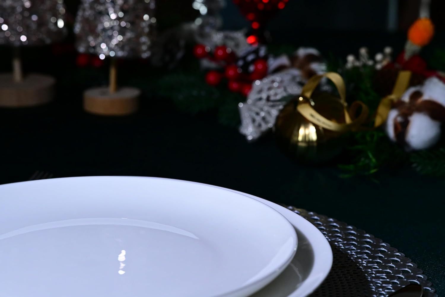 Jasmine 16‑Piece Bone China Dinnerware Set – Elegant White Service for 4, Microwave & Dishwasher Safe