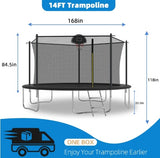 14-ft Trampoline with Safety Enclosure Net & Basketball Hoop – Outdoor Jumping Set