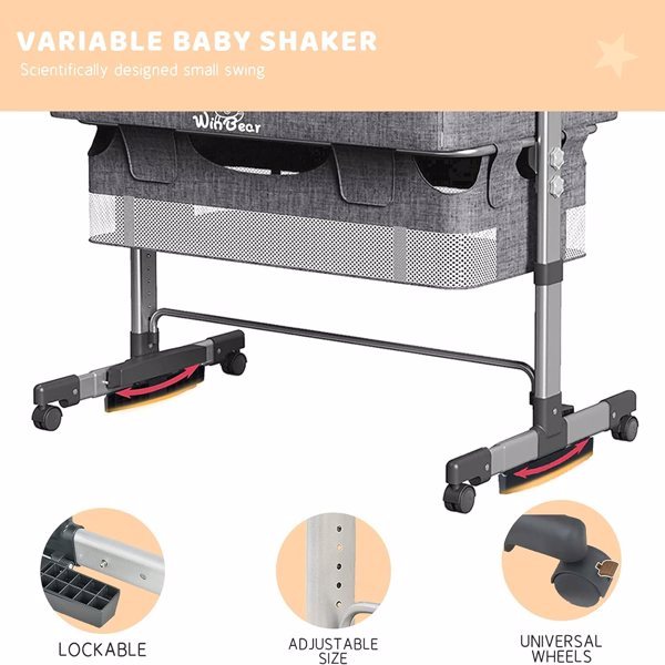 3-in-1 Bedside Crib with Mosquito Net – Baby Bassinet, Co-Sleeper & Travel Bed (Grey)