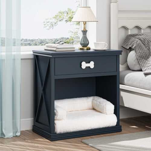 Vintage Small Locker with LED Lights & Pet Bed – Multi-Functional Wooden Pet Furniture with Storage and Cozy Sleeping Space