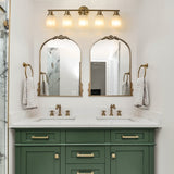 Modern 5-Light Gold Vanity Light with Frosted Glass Shades