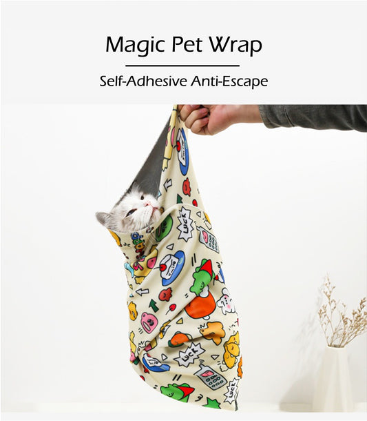 Magical Self-Adhesive Cat Grooming Wrap – Gentle, Anti-Scratch Restraint for Safe Nail Trims & Bathing