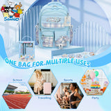 Cinnamoroll Blue Backpack Set – Large Capacity School Bag + 6 Badge Pins + Stationery Set + Card Holder & Coin Purse