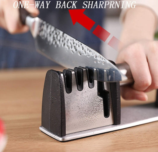 4-in-1 Kitchen Blade & Scissor Sharpening Tool – Compact Manual Sharpener for Knives & Scissors