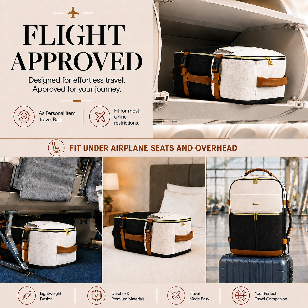 40L Carry-On Travel Backpack with Laptop Compartment & Packing Cubes