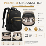 Premium Quilted Laptop Backpack for Women – 15.6" Work & Travel Bag with USB Charging