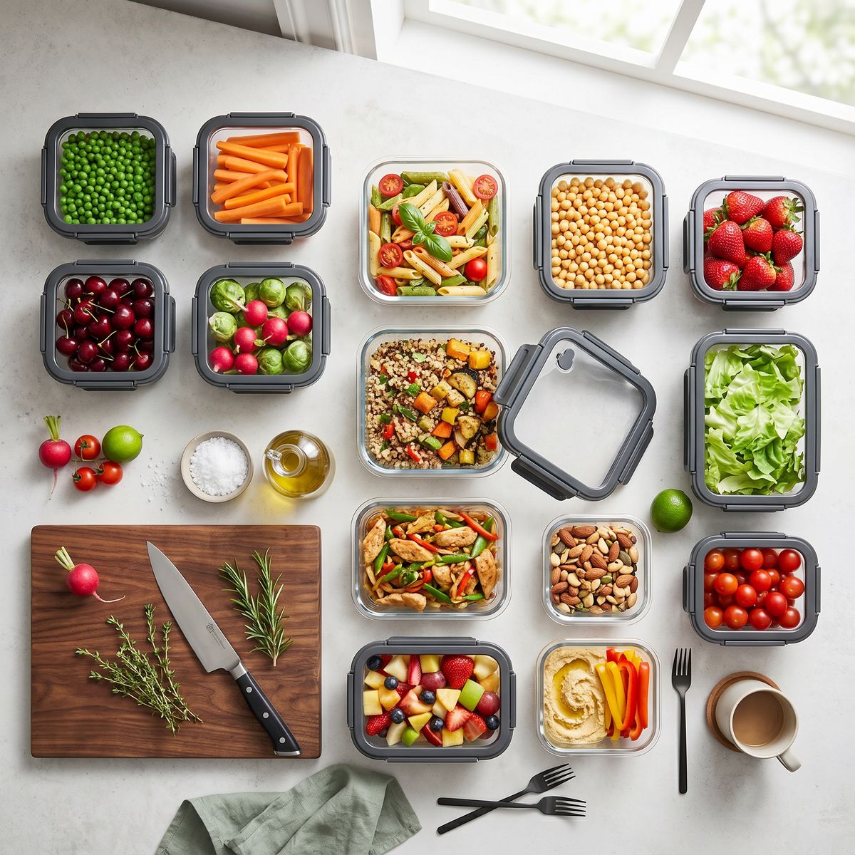 Premium 10-Piece Borosilicate Glass Food Storage Containers Set with Airtight Tempered Lids | Leak-Proof, Oven-Safe & BPA-Free