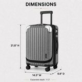 20-Inch Expandable Carry-On Luggage with Front Laptop Compartment, TSA Lock & Spinner Wheels – Grey