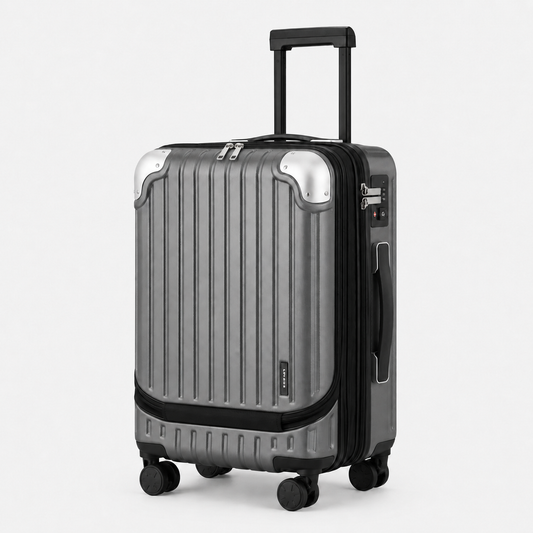 20-Inch Expandable Carry-On Luggage with Front Laptop Compartment, TSA Lock & Spinner Wheels – Grey