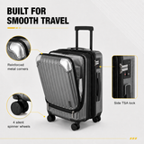 20-Inch Expandable Carry-On Luggage with Front Laptop Compartment, TSA Lock & Spinner Wheels – Grey