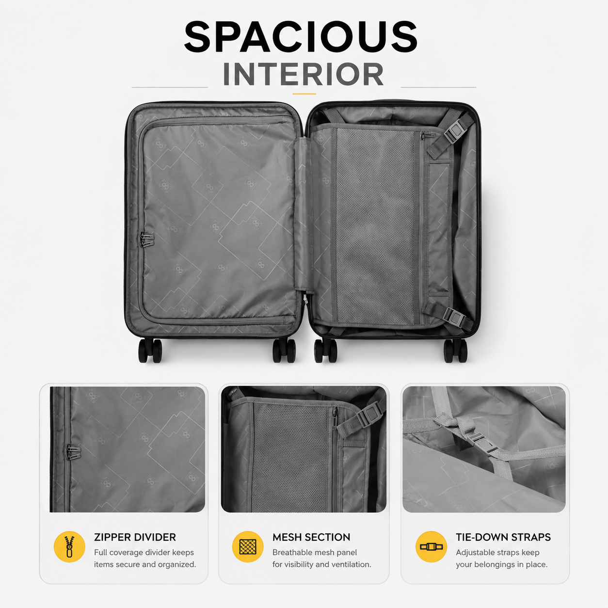 20-Inch Expandable Carry-On Luggage with Front Laptop Compartment, TSA Lock & Spinner Wheels – Grey