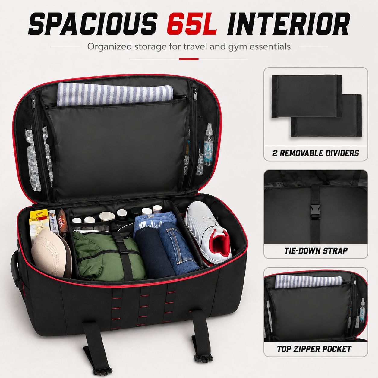 65L Tactical Duffle Backpack – Large Water-Resistant Travel & Gym Bag