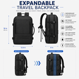 35L Expandable Carry-On Travel Backpack with 17.3-Inch Laptop Compartment – Black
