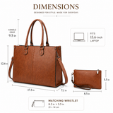 Vintage Brown 15.6-Inch Laptop Tote Bag for Women – Large Work & Business Handbag