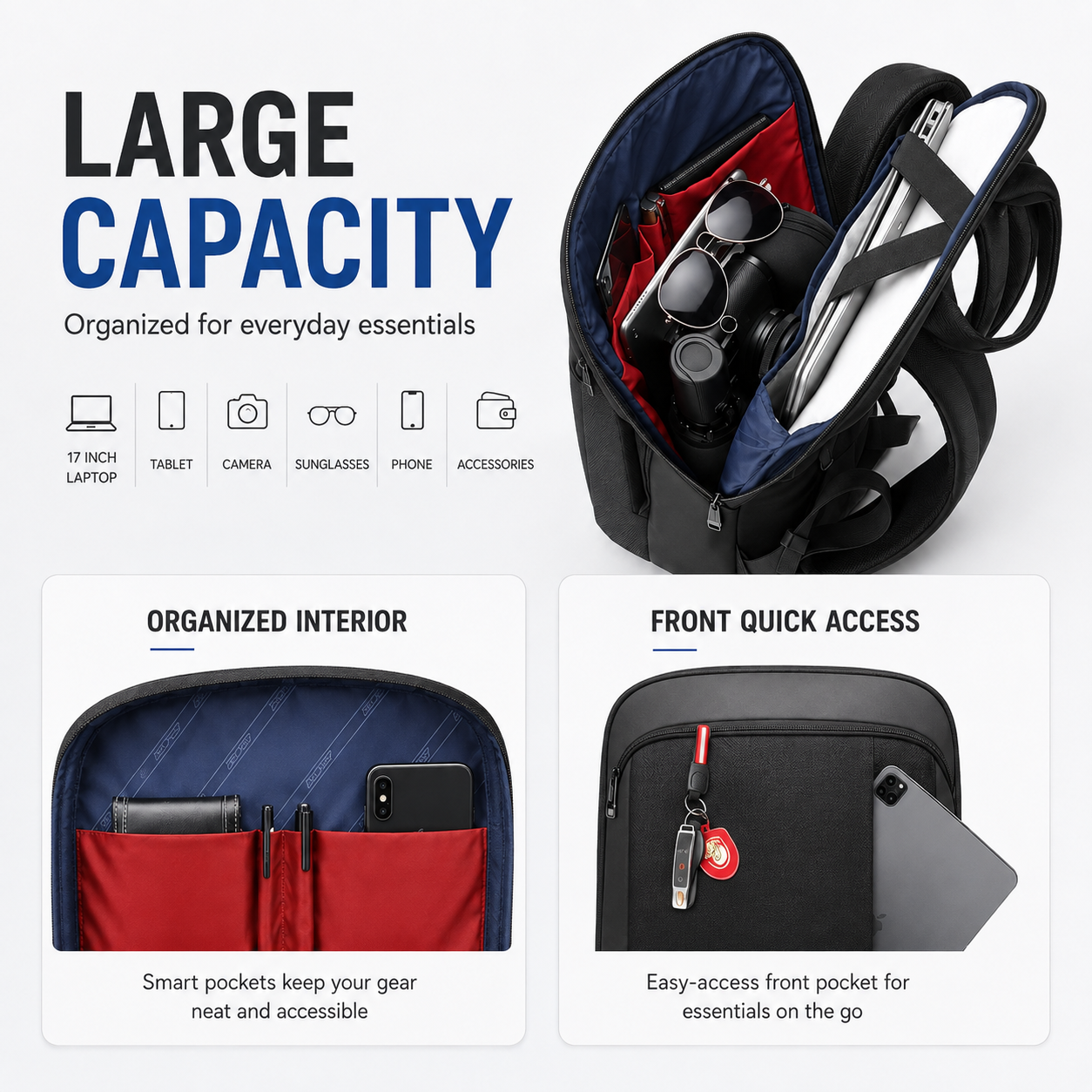 17-Inch Super Slim Anti-Theft Laptop Backpack – Water-Resistant Business & Travel Bag