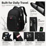32L Anti-Theft Laptop Backpack – 17.3" Business Travel Backpack with USB Charging