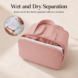 Large Travel Toiletry Bag for Women – Wet & Dry Organizer with Wide Opening & Makeup Storage