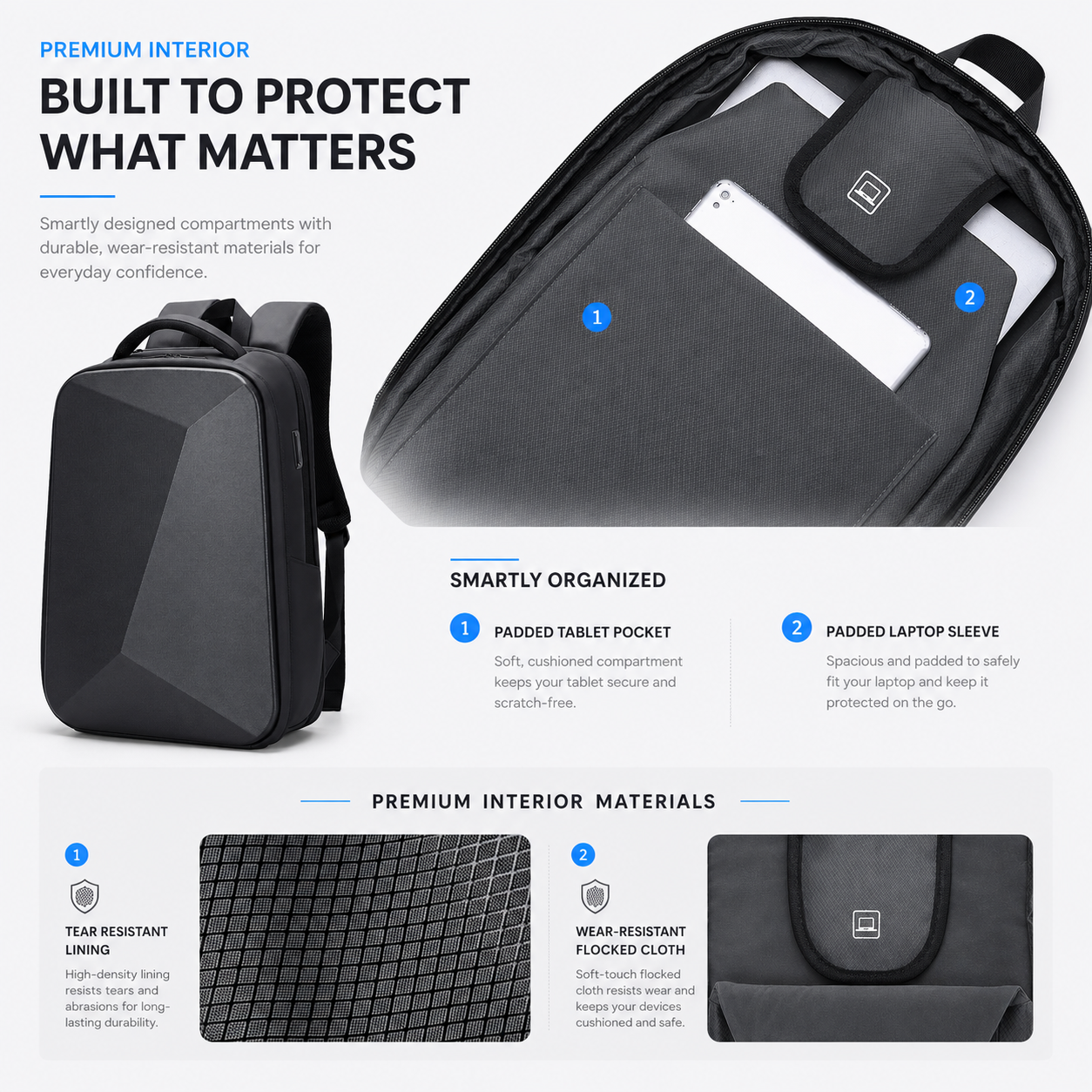 Expandable Hard Shell Anti-Theft Laptop Backpack – 15.6” Business Travel Bag with TSA Lock & USB Port