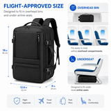 35L Expandable Carry-On Travel Backpack with 17.3-Inch Laptop Compartment – Black