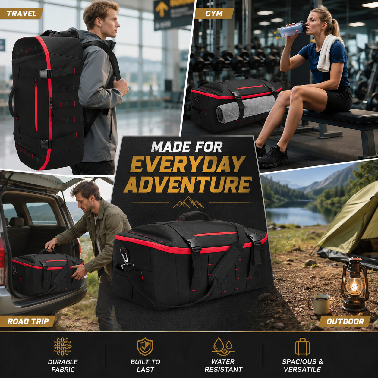65L Tactical Duffle Backpack – Large Water-Resistant Travel & Gym Bag