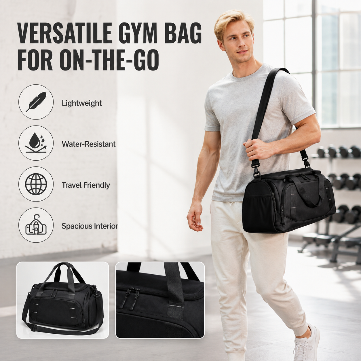 16L Compact Gym Duffle Bag with Shoe Compartment & Wet/Dry Pocket
