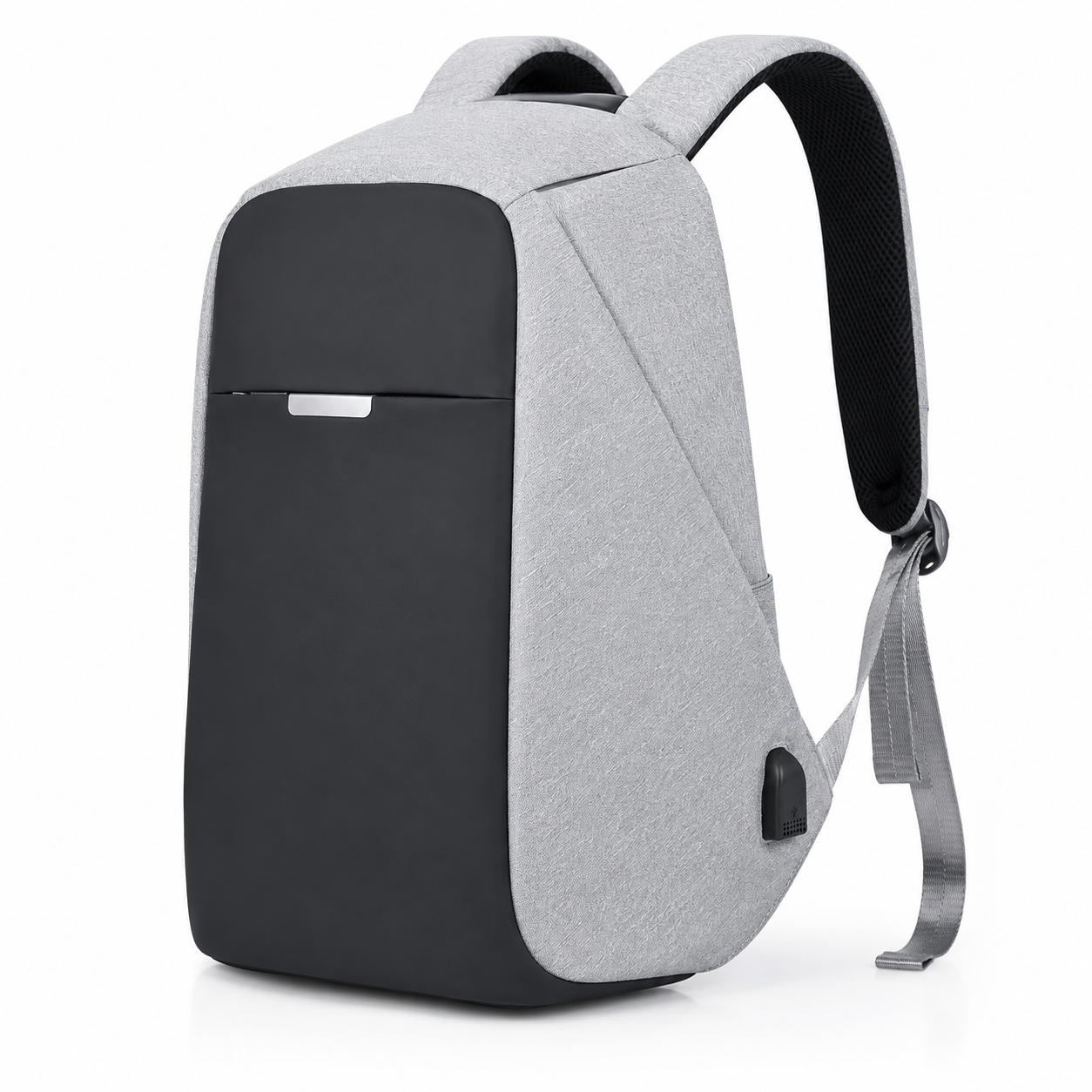 Premium Anti-Theft 15.6-Inch Laptop Backpack with USB Charging – Light Grey