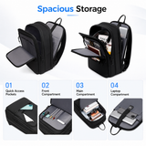 Expandable 15.6" Laptop Backpack – 12L–22L Business & Travel Bag with USB-C & USB-A Charging Ports