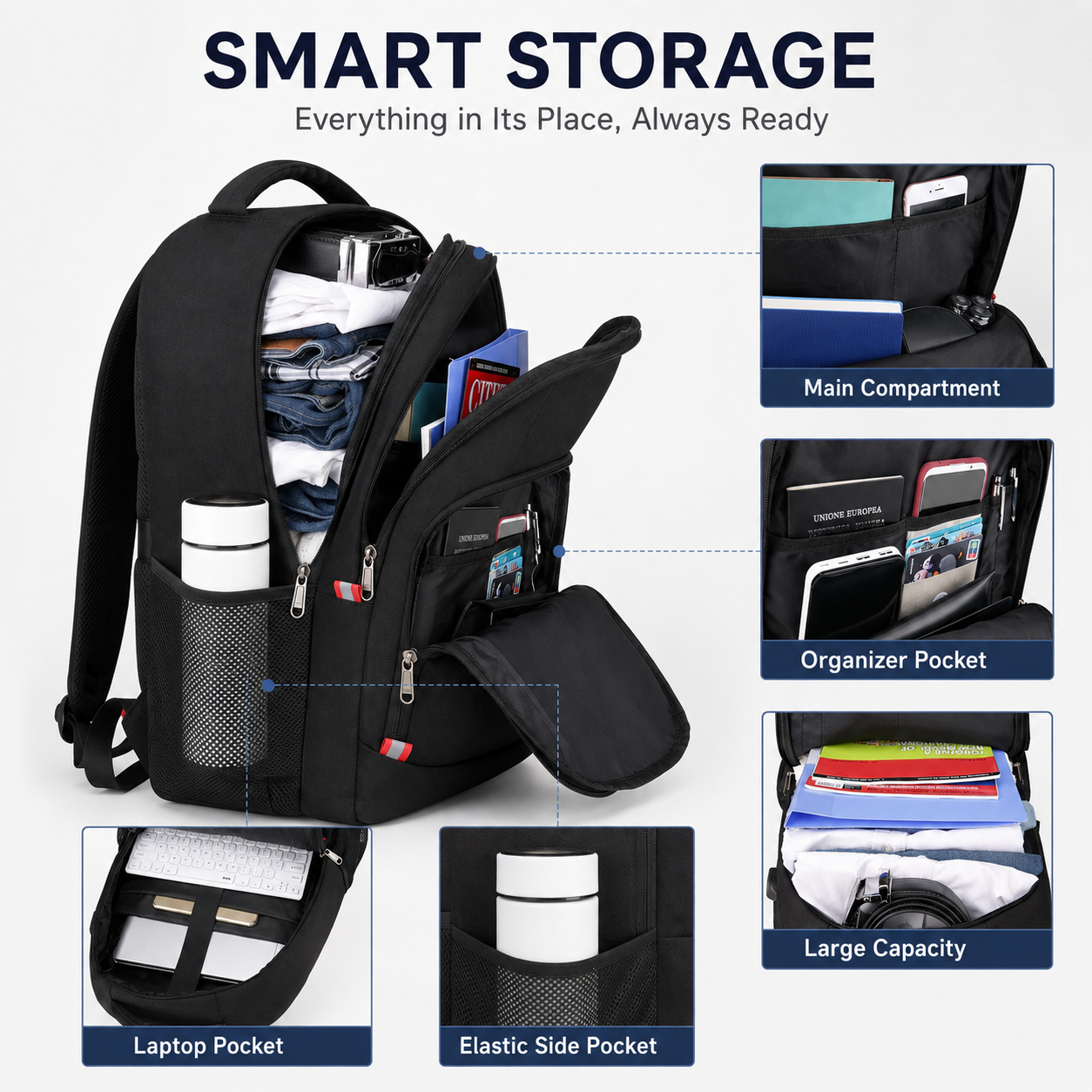 32L Anti-Theft Laptop Backpack – 17.3" Business Travel Backpack with USB Charging