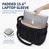 Premium 20L Puffer Laptop Tote Bag with 40 oz Tumbler Holder & Trolley Sleeve – Black