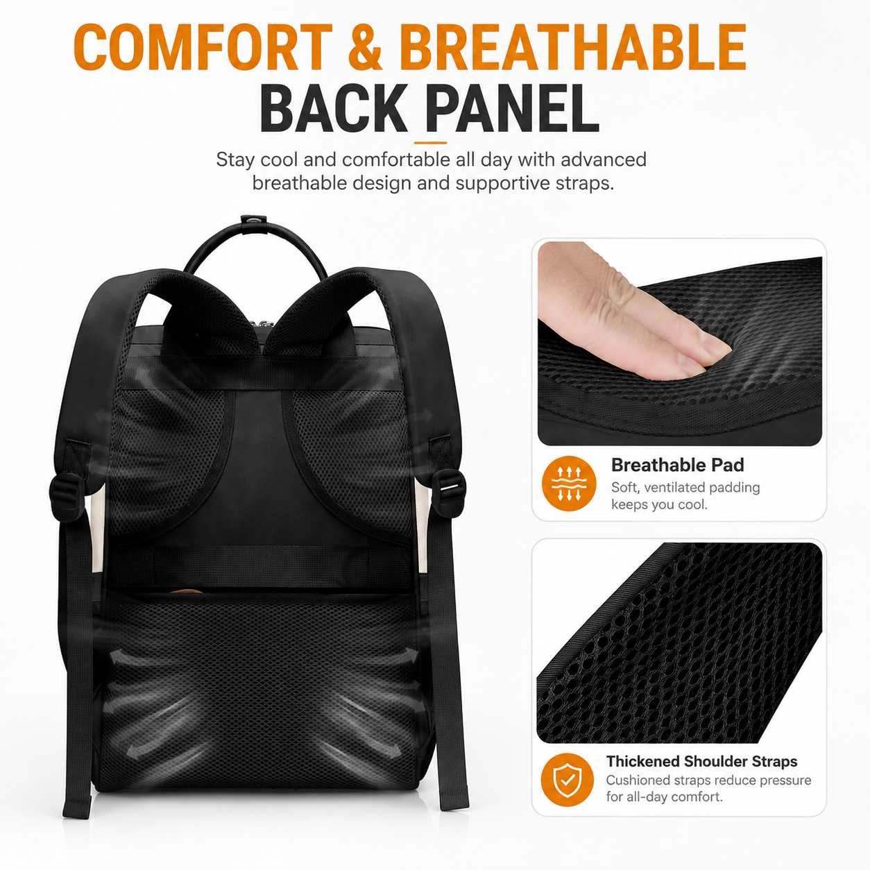 Large Laptop Backpack for 15.6–17.3 Inch Laptops – Water-Resistant Travel, College & Work Backpack with Luggage Strap