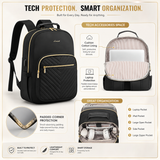 Premium Quilted Laptop Backpack for Women – 15.6" Work & Travel Bag with USB Charging