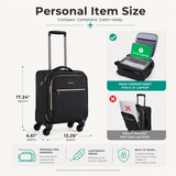 16-Inch Underseat Carry-On Spinner Luggage with TSA Lock & 360° Wheels