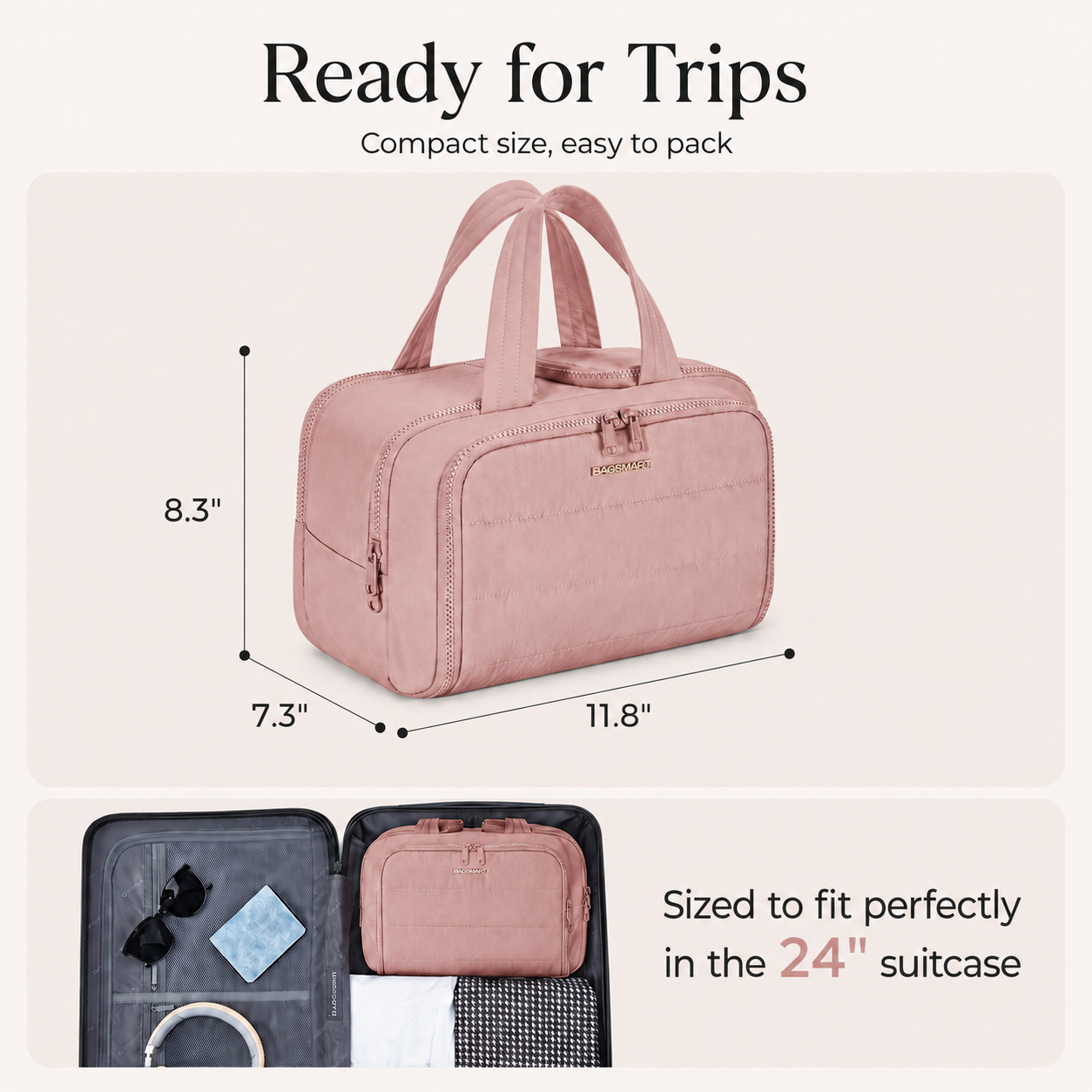 Large Travel Toiletry Bag for Women – Wet & Dry Organizer with Wide Opening & Makeup Storage