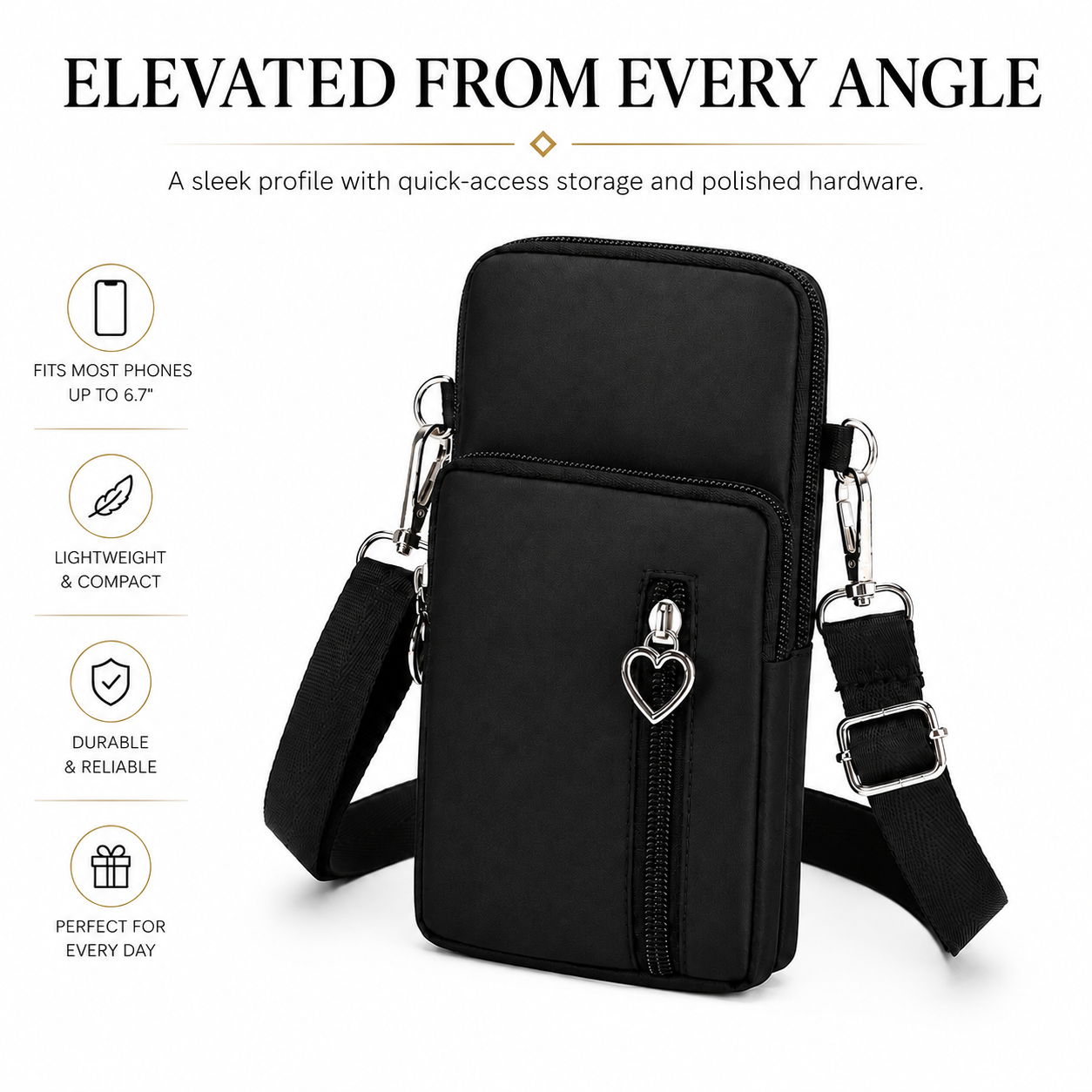 Compact Nylon Crossbody Phone Bag for Women – Lightweight Mini Purse with Adjustable Strap