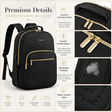 Premium Quilted Laptop Backpack for Women – 15.6" Work & Travel Bag with USB Charging
