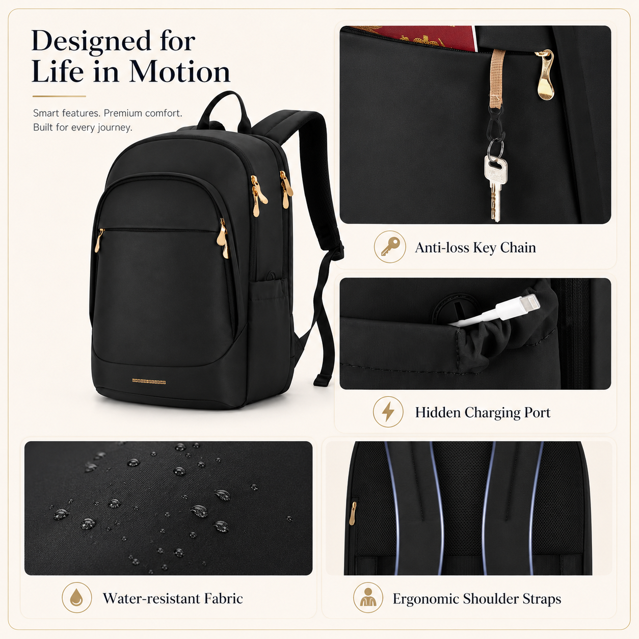 Women’s 15.6" Laptop Backpack – Large Capacity Work, College & Travel Bag