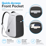 Premium Anti-Theft 15.6-Inch Laptop Backpack with USB Charging – Light Grey