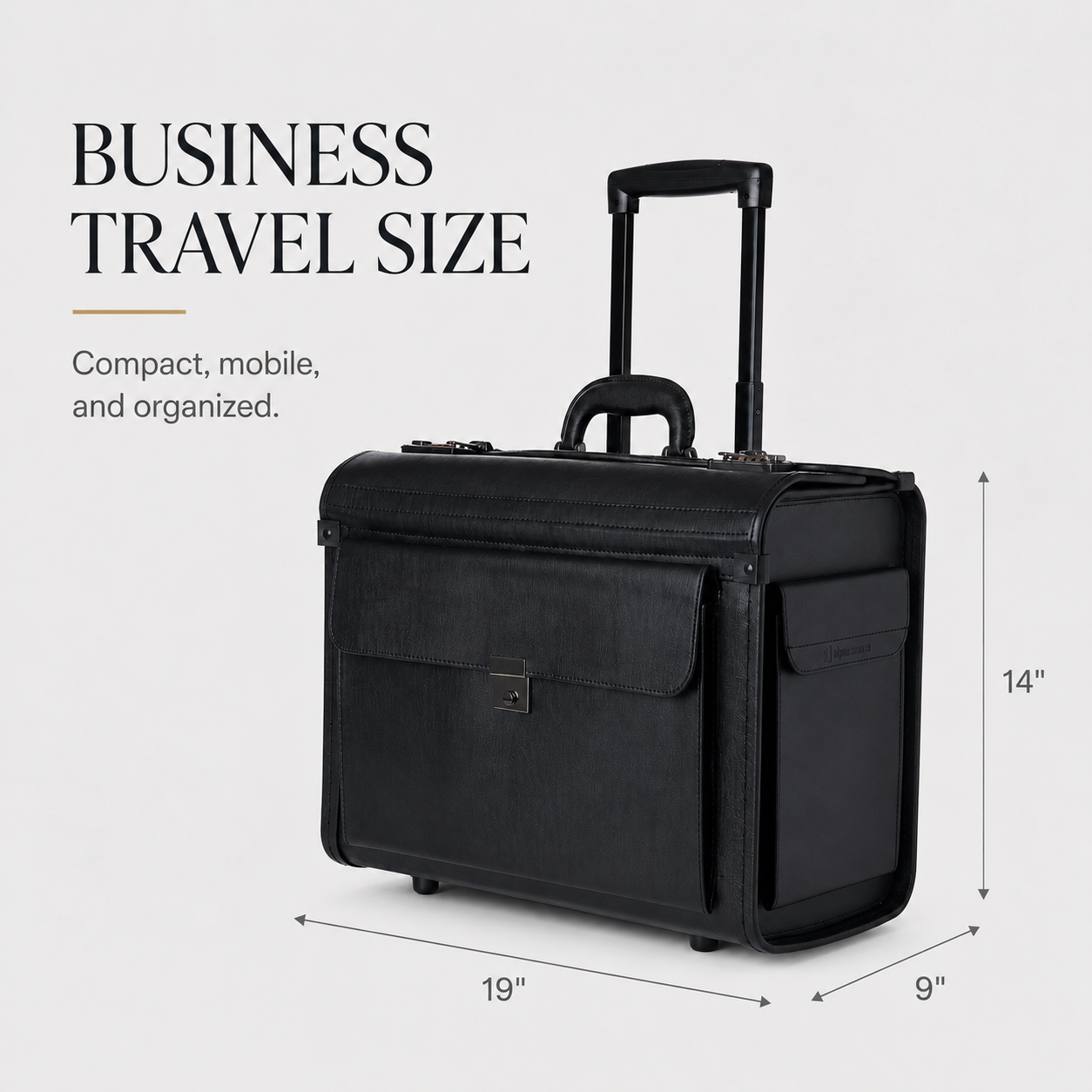 17-Inch Executive Rolling Laptop Briefcase with Wheels & Combination Locks