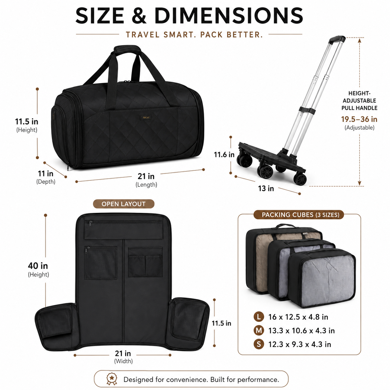 50L Rolling Garment Duffel with Wheels and Shoe Compartment