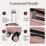 Rose Gold 20-Inch Expandable Hardshell Carry-On with TSA Lock